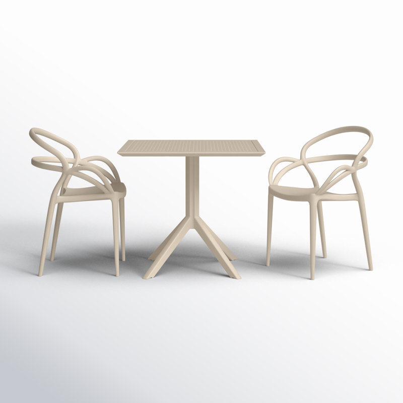 Farrah 3 Piece Bistro Set, Taupe