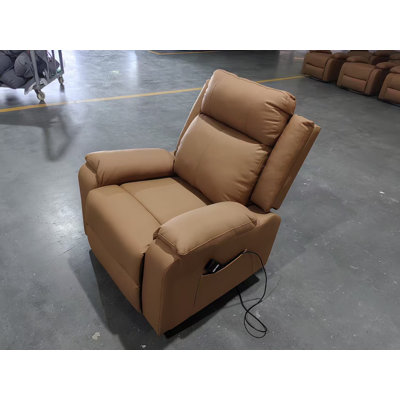 Power Recliner Chair – Genuine Leather Electric Recliner with Push-Button Control for Adult Living Room, Brown