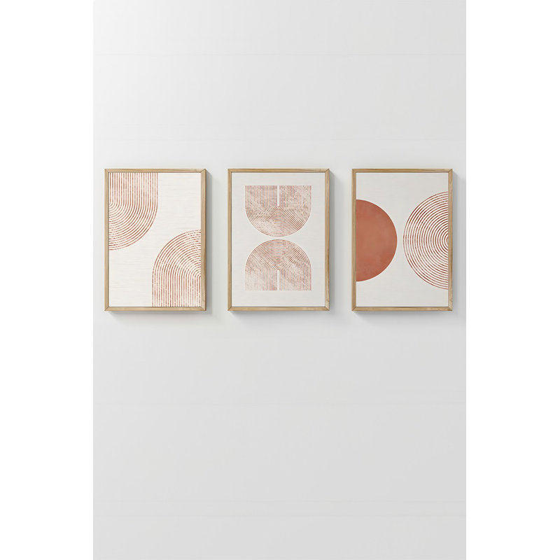 Ensemble de 3 peintures élégantes encadrées décoratives, 12,9 po x 18,9 po | Cadre 100% bois massif (épaisseur: 0,8 pouce), œuvre d'art 100% MDF | Impression numérique éclatante, parfaite pour la décoration de salon et de bureau