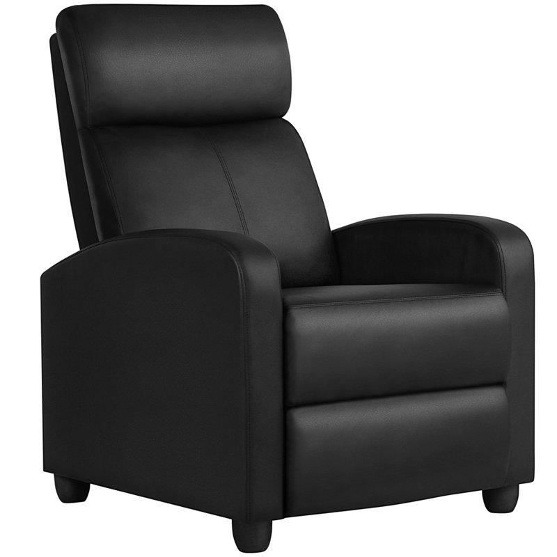 Manual Glider Recliner Armchair  with 3 Relaxation Modes, Black