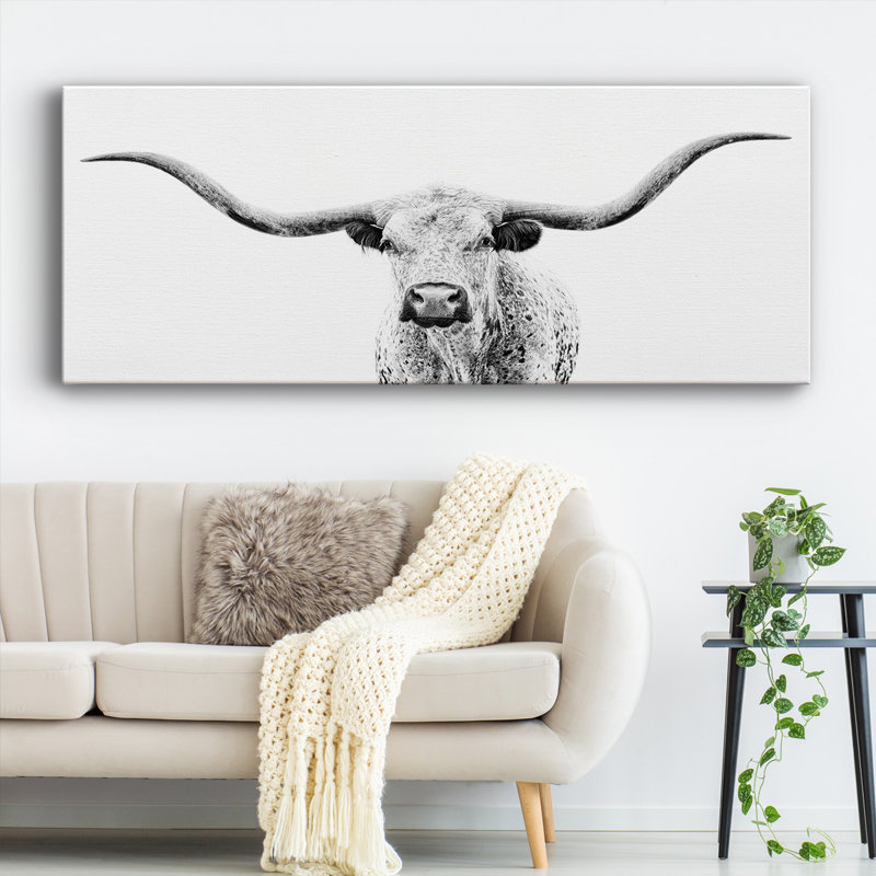 «Longhorn Gaze» sur toile, H 20 po x l 50 po x P 1,5 po