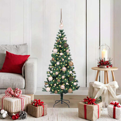 vidaXL Artificial Pre-lit Christmas Tree Green PVC and Metal