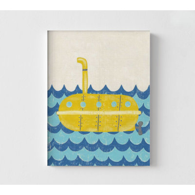 Submarine Illustration Print, Framed Yellow Submarine Poster, Submarine Cartoon Print, Sea Wall Art, Underwater Art Print, Framed Wall Art