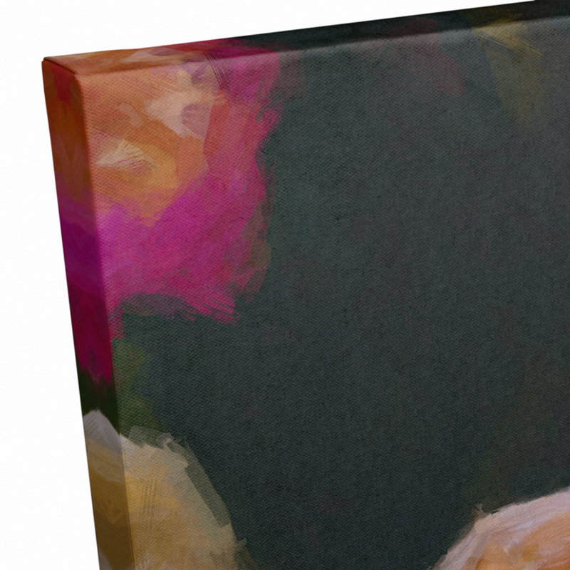 «Dark Painted Magenta Flowers», reproduction d'art sur toile sans cadre