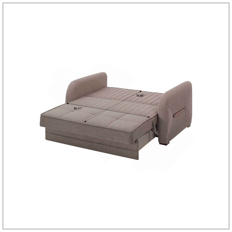 Causeuse convertible rembourrée avec rangement, Chenille beige