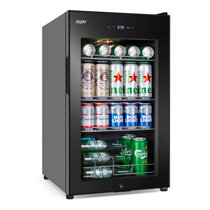  CROWNFUL Beverage Refrigerator and Cooler, Holds up to 118-Can  Mini Fridge with Adjustable Shelves, Stainless Steel Frame & Glass Door  with Handle, Best for Home or Office,UL Listed : Appliances