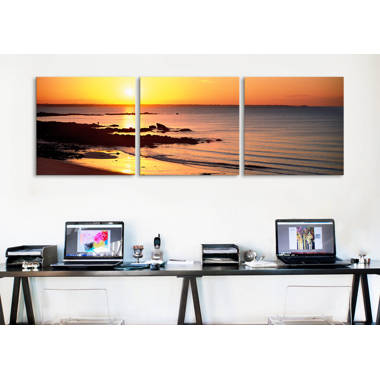 Art Wall Sunset Bay III by Steve Ainsworth 4 Piece Floater Framed Photographic Print on Canvas Set