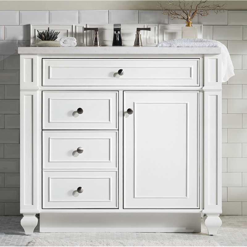 Bristol 36'' W Single Vanity, Charcoal Soapstone, Bright White, 8" Widespread