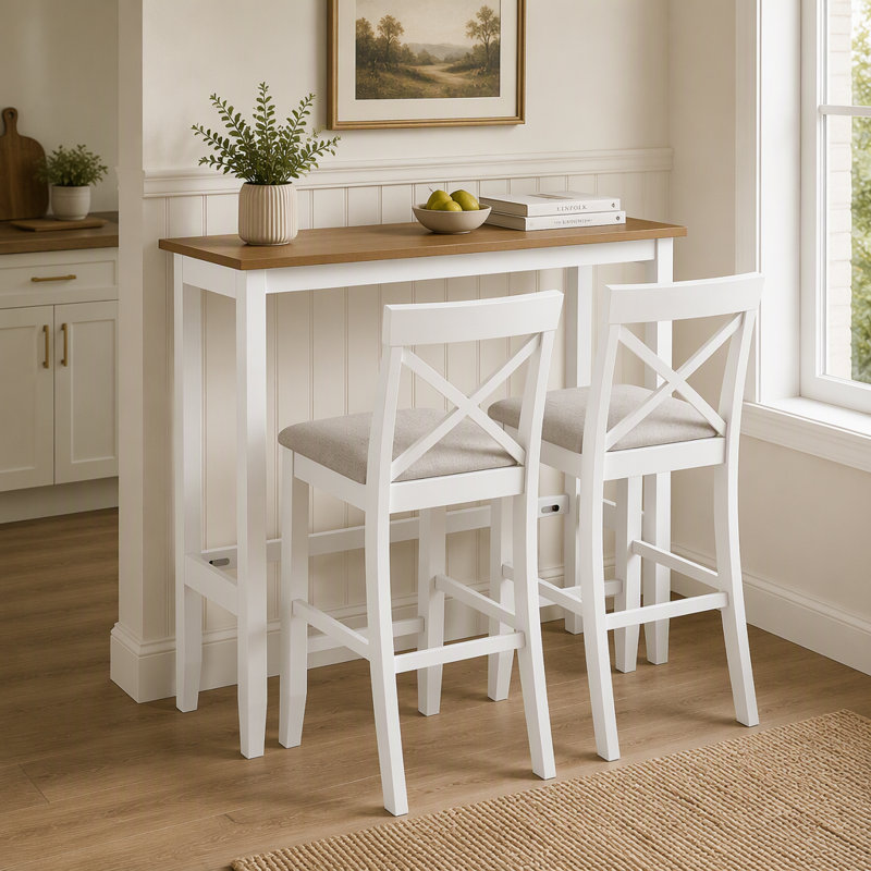 Ensemble de coin-repas en bois Farmhouse, Brun, Blanc