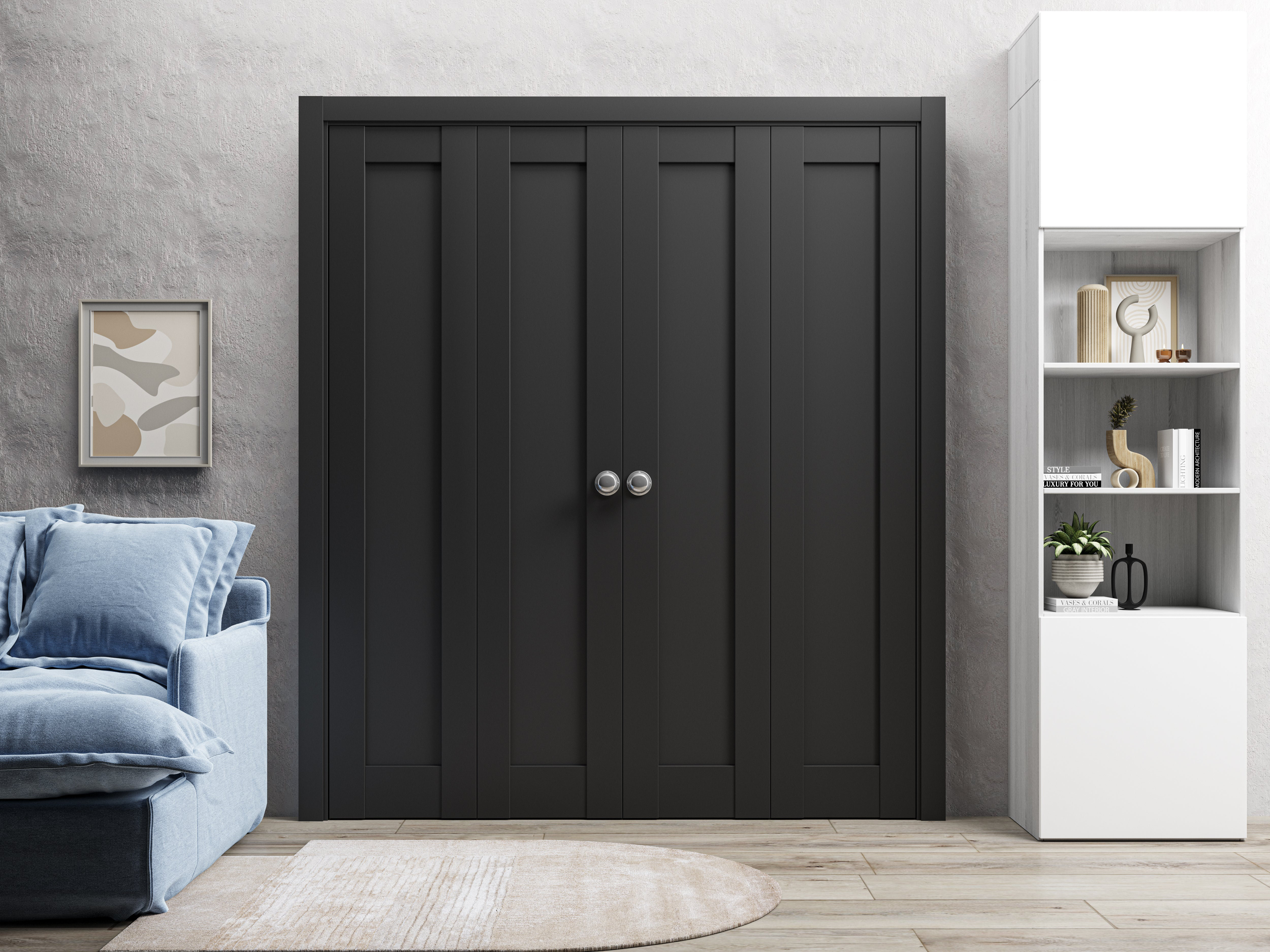 Modern Luxury Closet in Dark Grey and Dark Wood