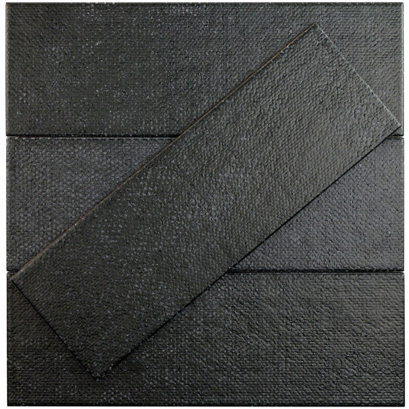 Piston 4" x 12" Ceramic Fabric Look Subway Tile, Black