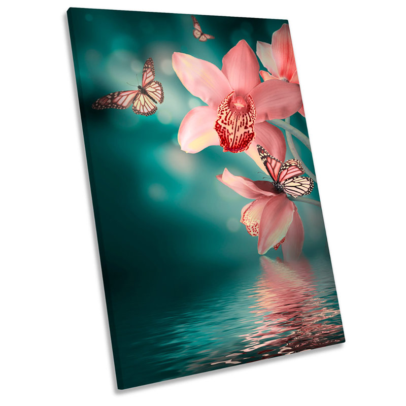 X0090 Butterfly Floral Flowers Orchids - Wrapped Canvas Print, 54cm H x 36cm W x 4cm D
