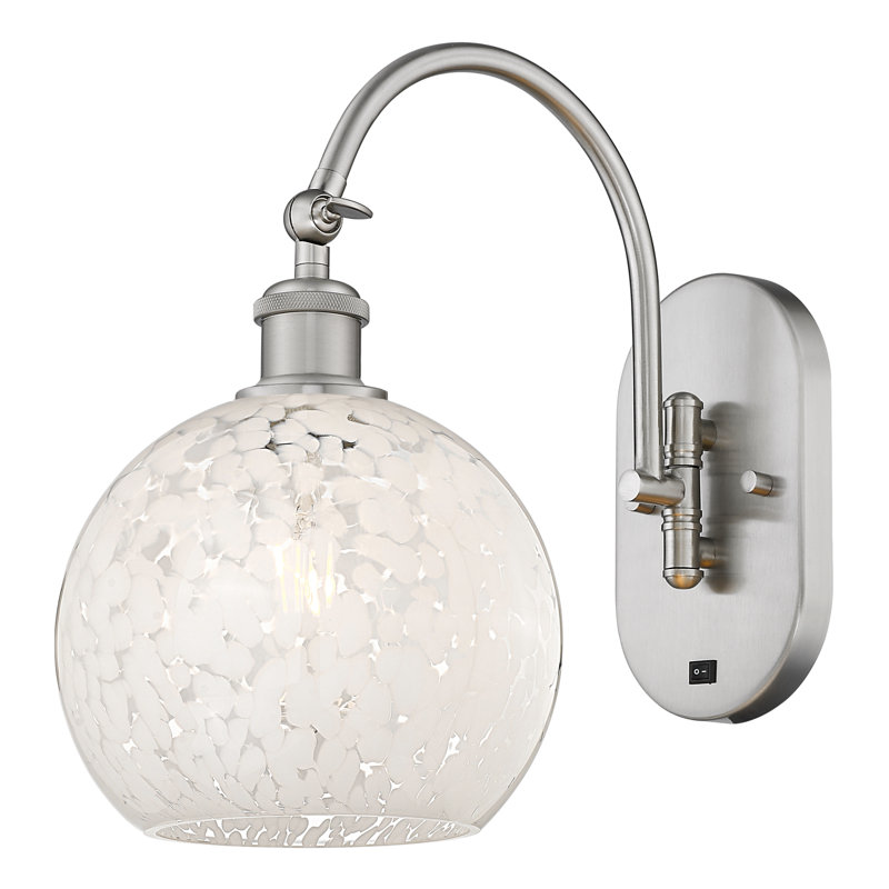 Benafield Steel Armed Sconce, 13.5" H x 8" W x 13.5" D, Satin Nickel