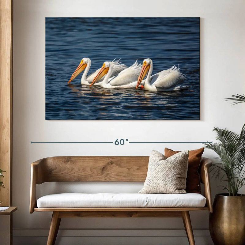 Bramic Ding Darling White Pelicans, H 34 po x l 51 po