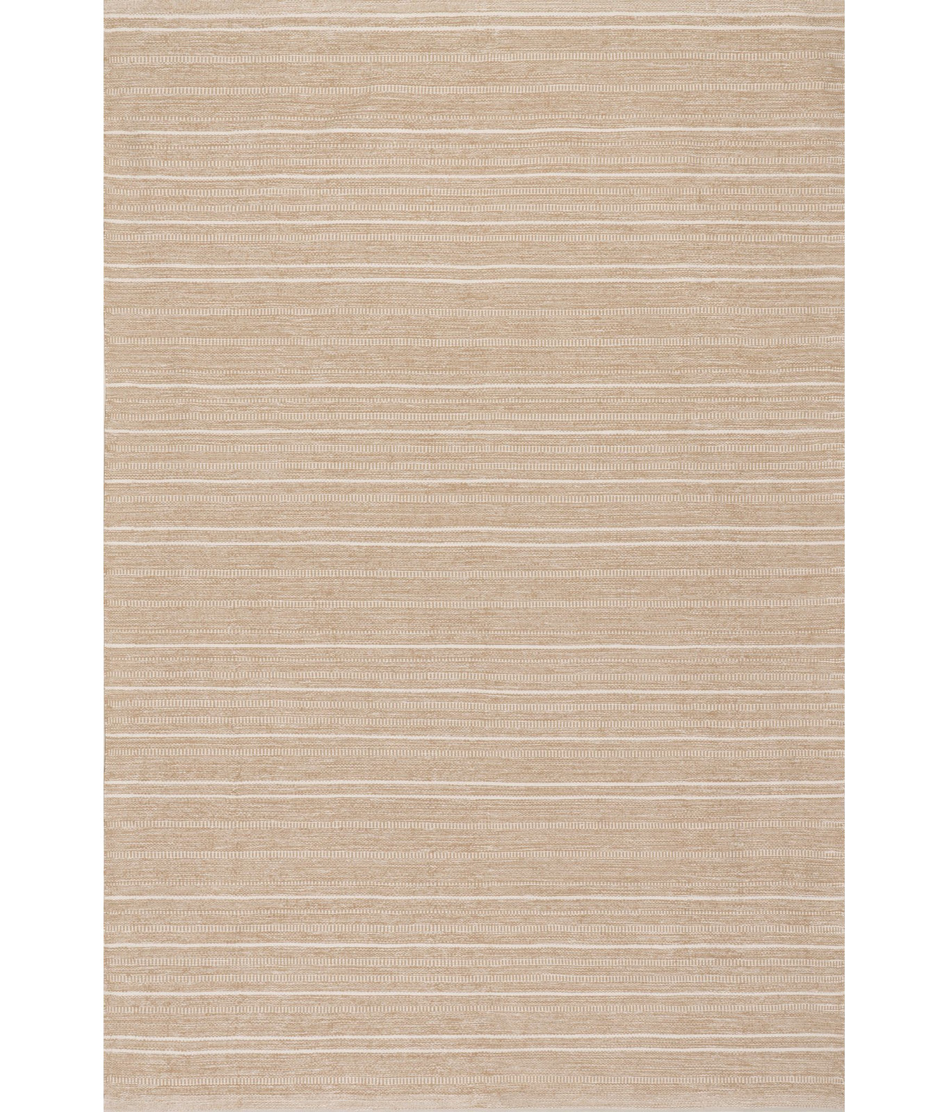 Khaki Striped Flatweave Outdoor Rug, Runner 2'6" x 8'