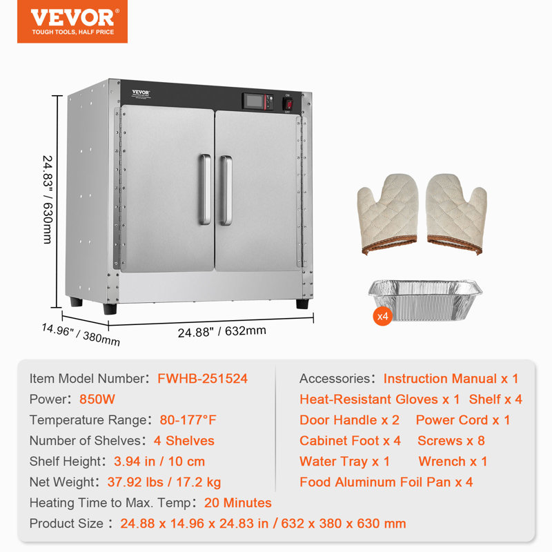 Hot Box Food Warmer 4-Tier Concession Warming Cabinet with Water Tray for Pizza