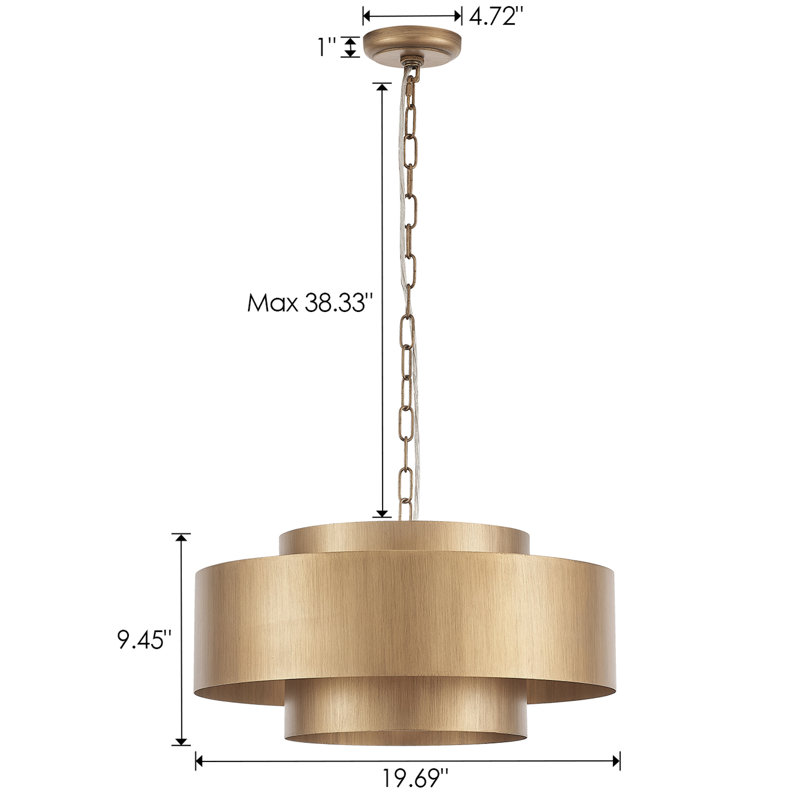 Lustre tambour 4 lumières à intensité variable en laiton brossé