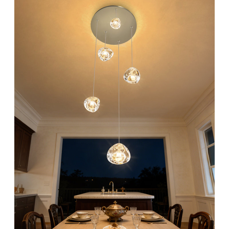 5-light Dimmable Crystal Chandelier, Nickel