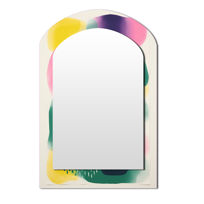 Yellow and green Abstract collages enchantment - Yellow Arch Wall Mirror Decor, 43" x 33"