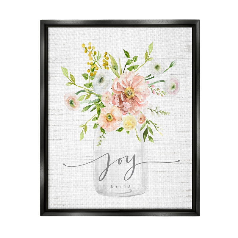 Country Bouquet Floral Arrangement, Cadre flottant noir de jais, H 21 po x l 17 po x P 1,7 po