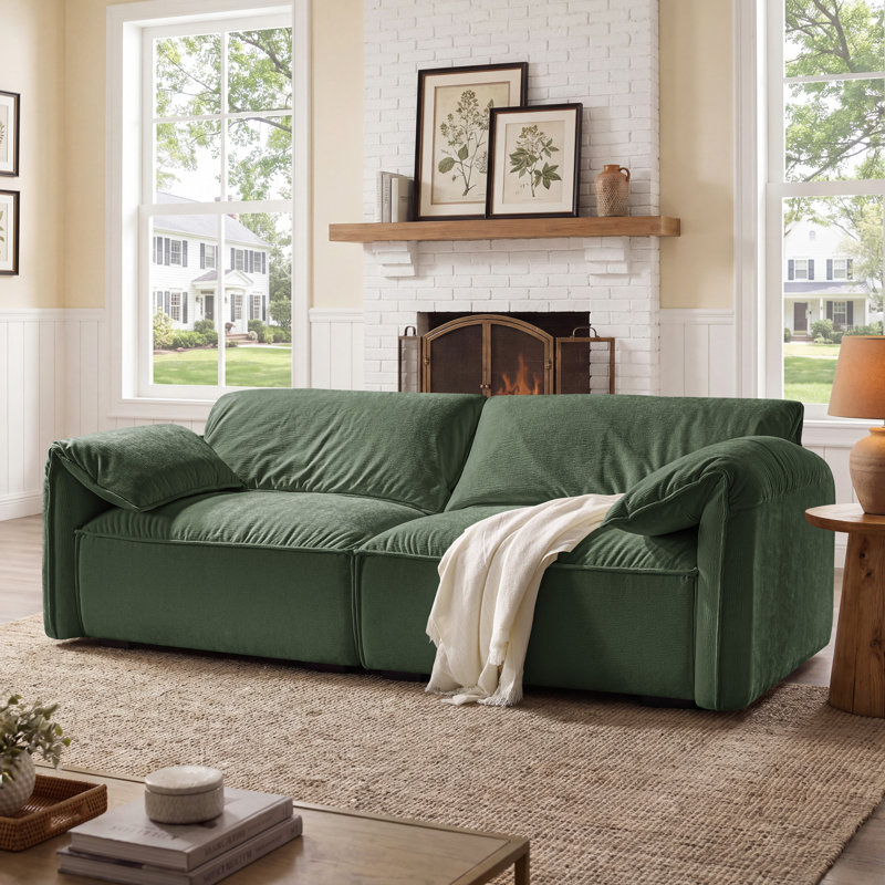 Louai 92.5'' Chenille Upholstered Sofa, Green Polyester Twill