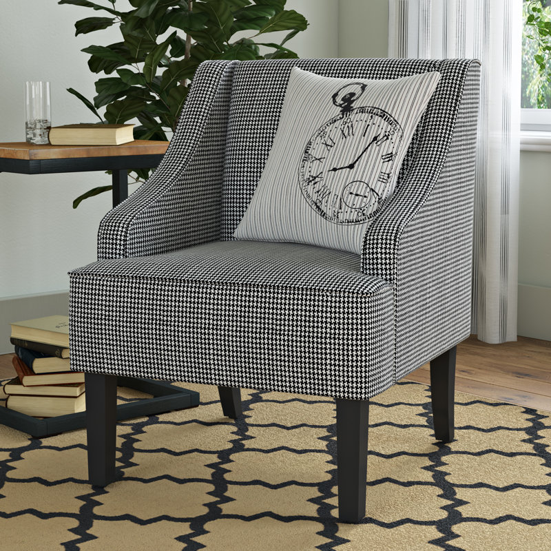Fauteuil d'appoint incurvé Daryann, Polyester noir / blanc