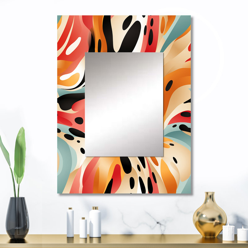 Multicolor Urban Elegance - Geometric  Decorative Wall Mirror, Modern Mirror, Printed Metal Art, 32" x 24"