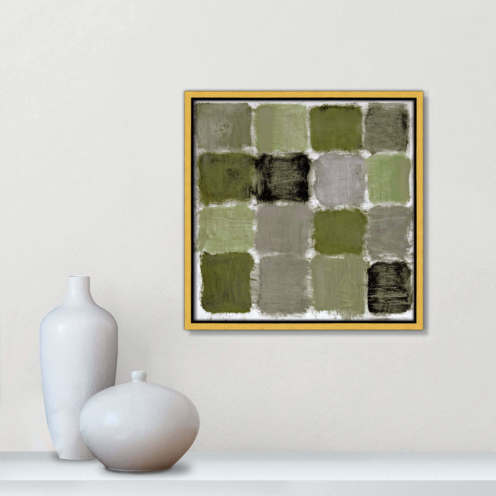 Powder Room Reflections Print by , 13.5" H x 13.5" W, Gold