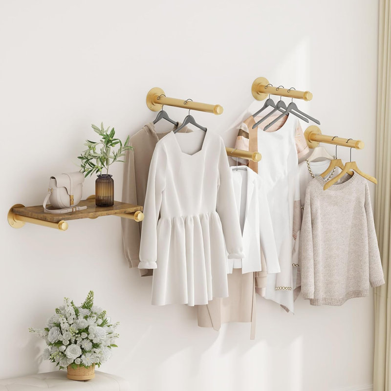 Barre à vêtements 6 pièces 6 pièces, Doré