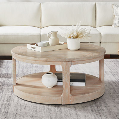 Grande table basse ronde de 40 po à 2 niveaux