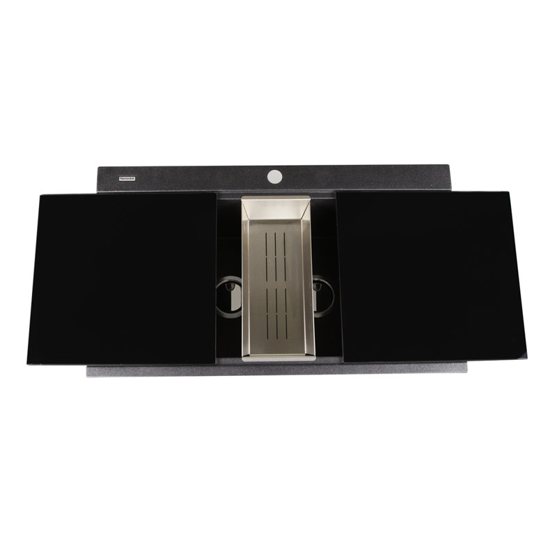 Plymouth 34'' L Double Basin Kitchen Sink, Black