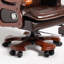 Fauteuil de bureau Kinnls Evan Massage avec repose-pieds, fauteuil de direction en cuir véritable entièrement inclinable avec main courante en bois massif, angle de dossier inclinable réglable (café)-85036375