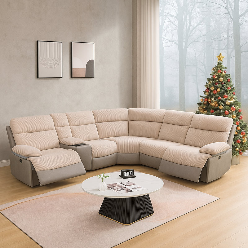 Ensemble de canapé 3 pièces en tissu blanc cassé et gris à rayures et tissu technique, Gris / Ivoire