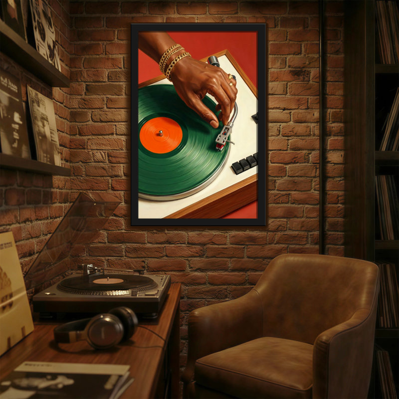 Abstrait main sur vinyle, H 36 po x l 24 po