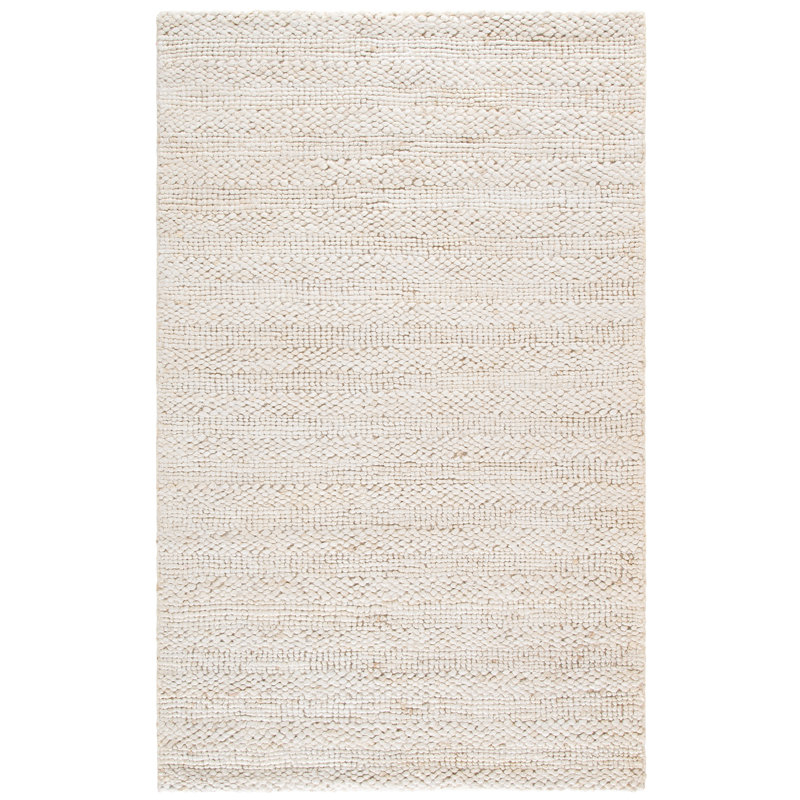 Keyia Natural Fiber Flat Weave Jute/Cotton Solid Color Rug in Beige, Rectangle 5' x 8'