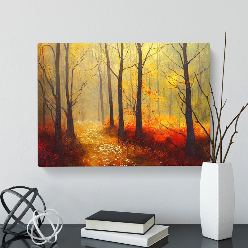 XXX-H1022-WF-8361X Striking Autumn Forest - Wrapped Canvas Painting, 50cm H x 76cm W x 3cm D