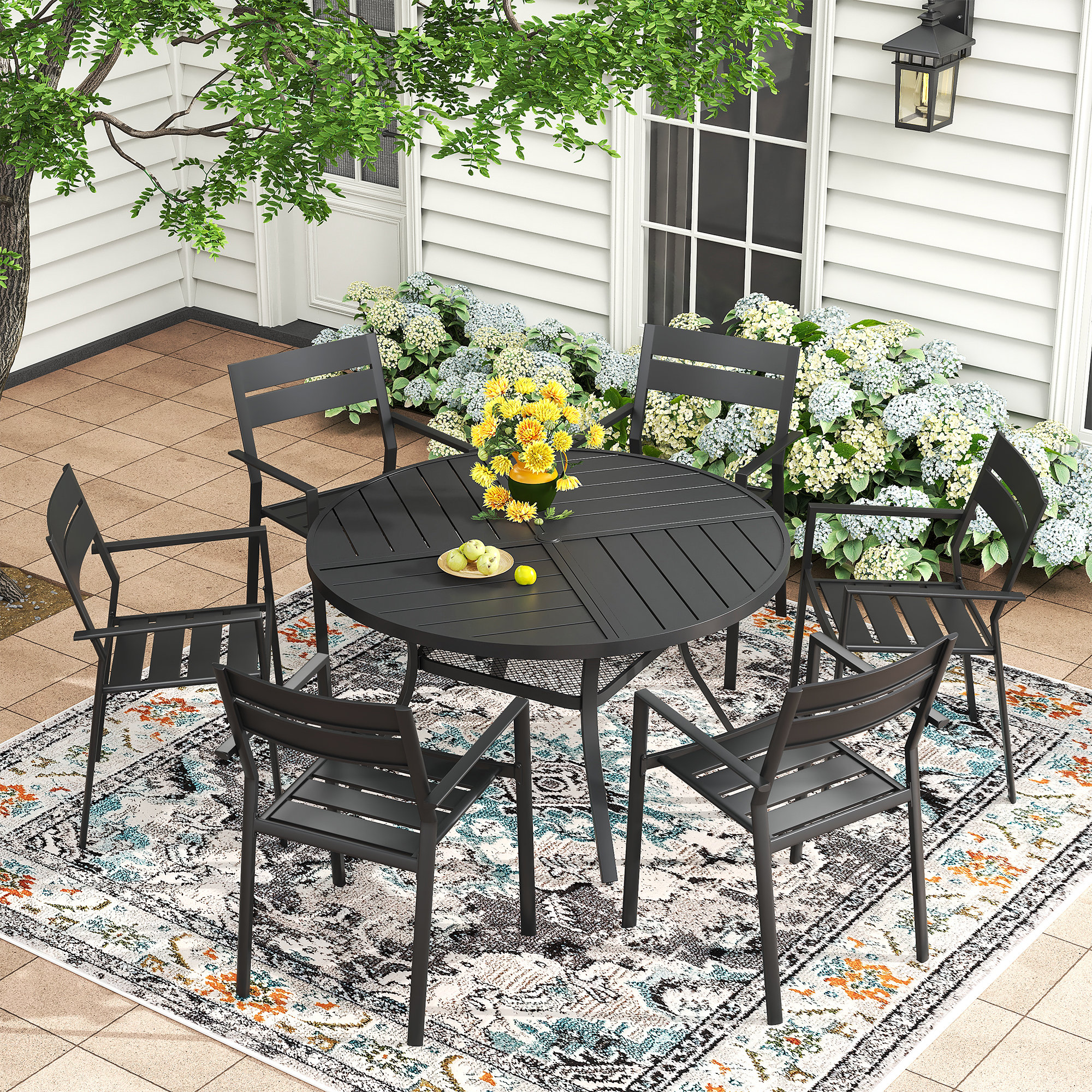 Hokku Designs 6-Person Outdoor Patio Dining Set With Round Table | Wayfair