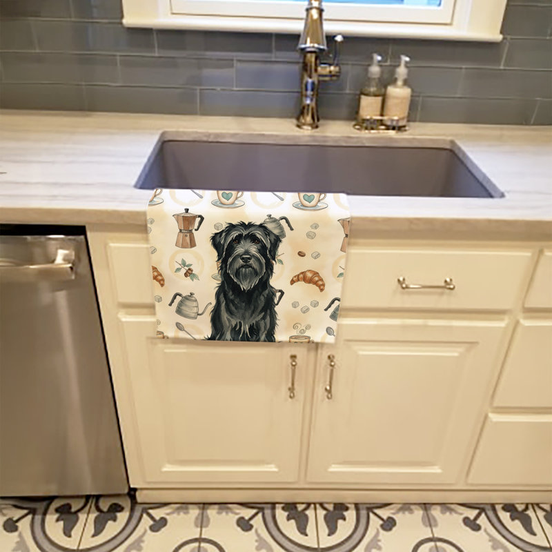 Black Briard Coffee Bar Kitchen Towel, Black Briard