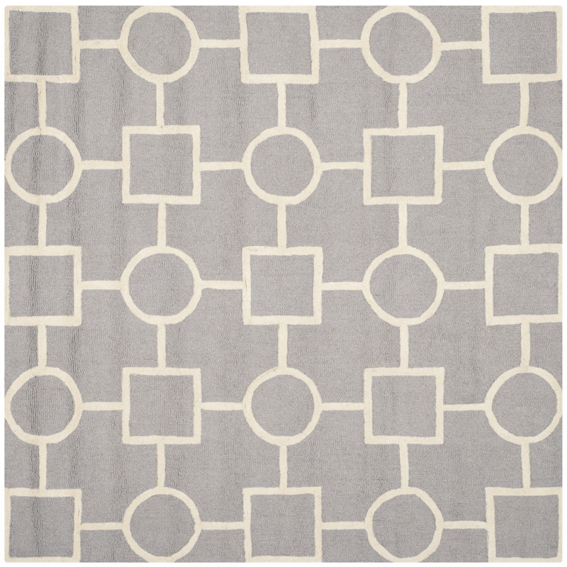 Tapis géométrique en laine touffeté à la main Cambridge, Carré 6'