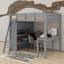 Lit mezzanine double avec bureau et tablette-227815166