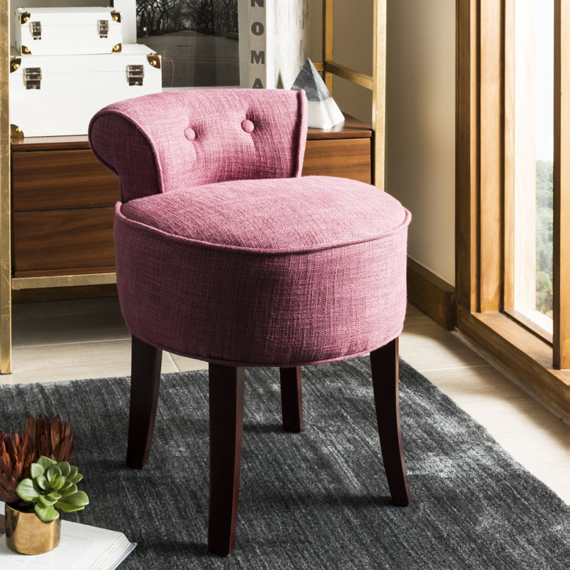Tabouret de coiffeuse en bois massif, Rose