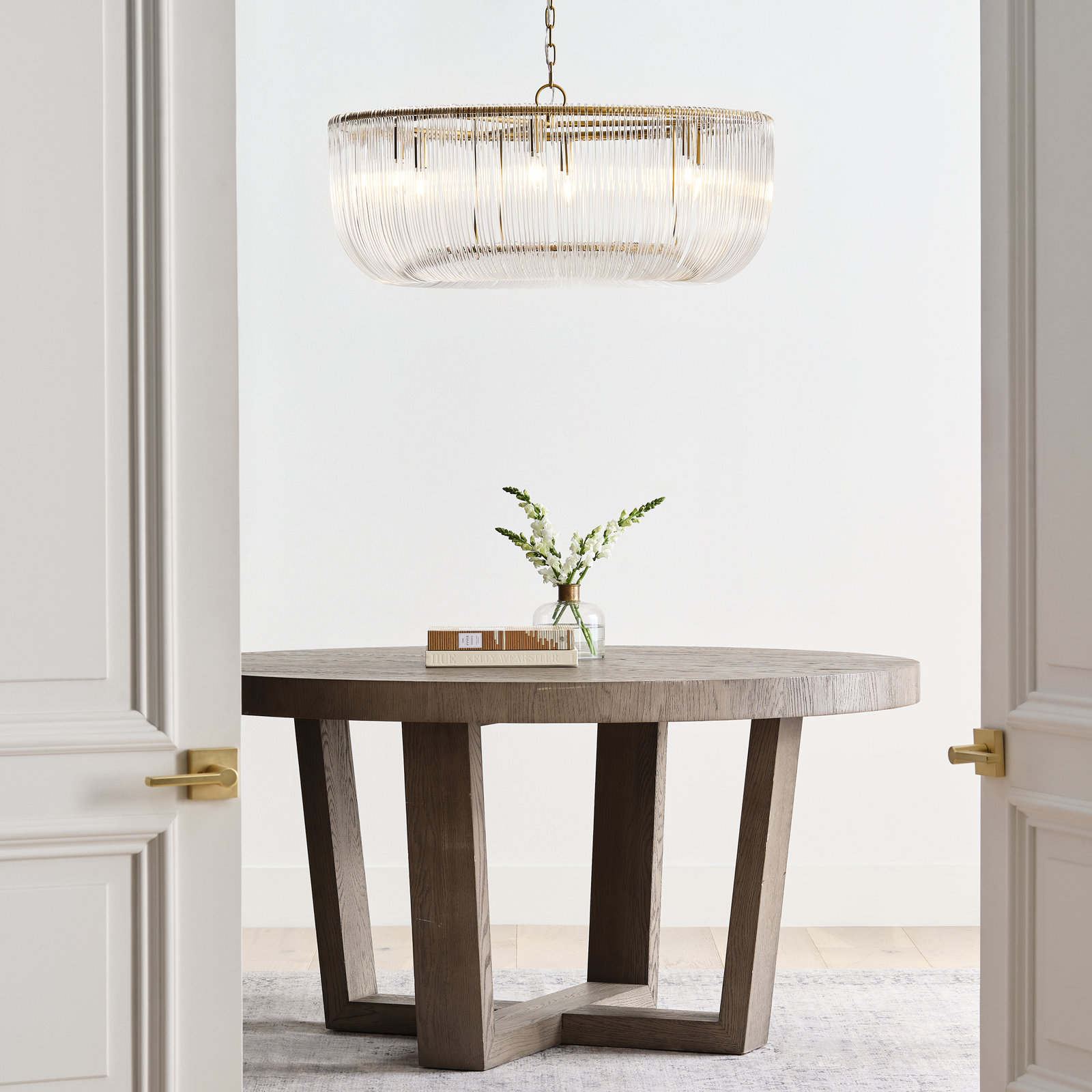 Carell Dimmable 10-Light Pendant, Burnished Brass, 83.5" H x 42" W x 42" D