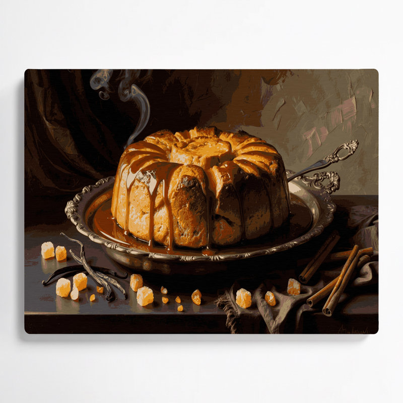 Dessert, pain, pudding, art mural en métal noir, H 11 po x l 14 po