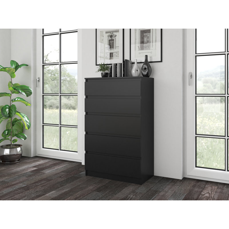 Tonya 5 Drawer 70cm Chest of Drawers, Black