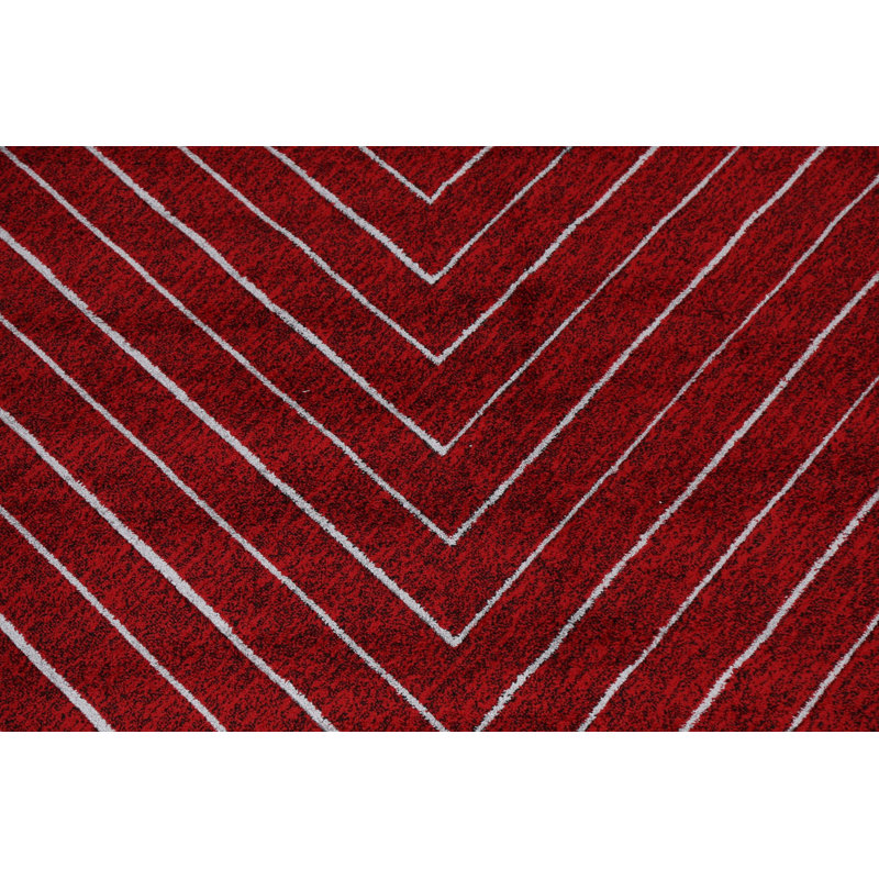 Tapis rouge à motif oriental à chevrons rouge 5X8, Carré 9 pi 10 po