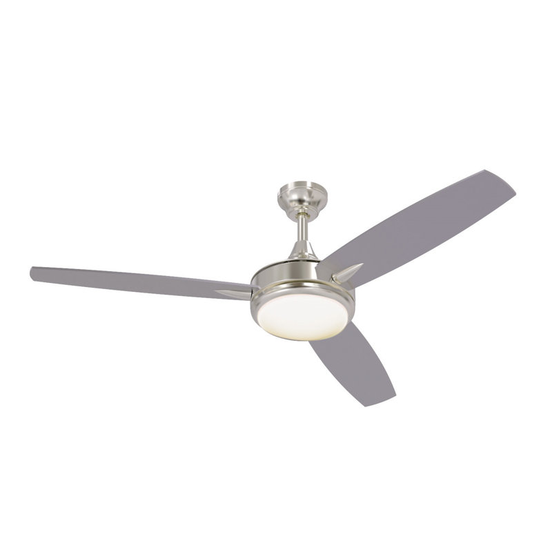 Targas 52'' Ceiling Fan with LED Lights, Brushed Polished Nickel/Brushed Nickel Blade