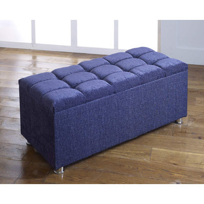 Pouliot 101cm Wide Tufted Rectangle Solid Colour Ottoman with Storage