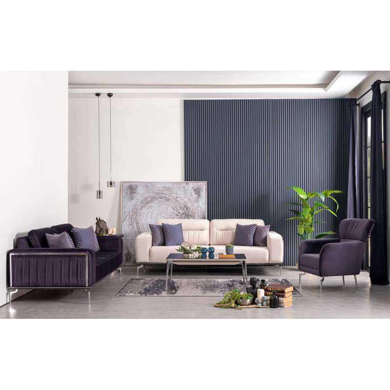 Phinehas 90.551181102362'' Slipcovered Velvet Sleeper Sofa, Beige Velvet