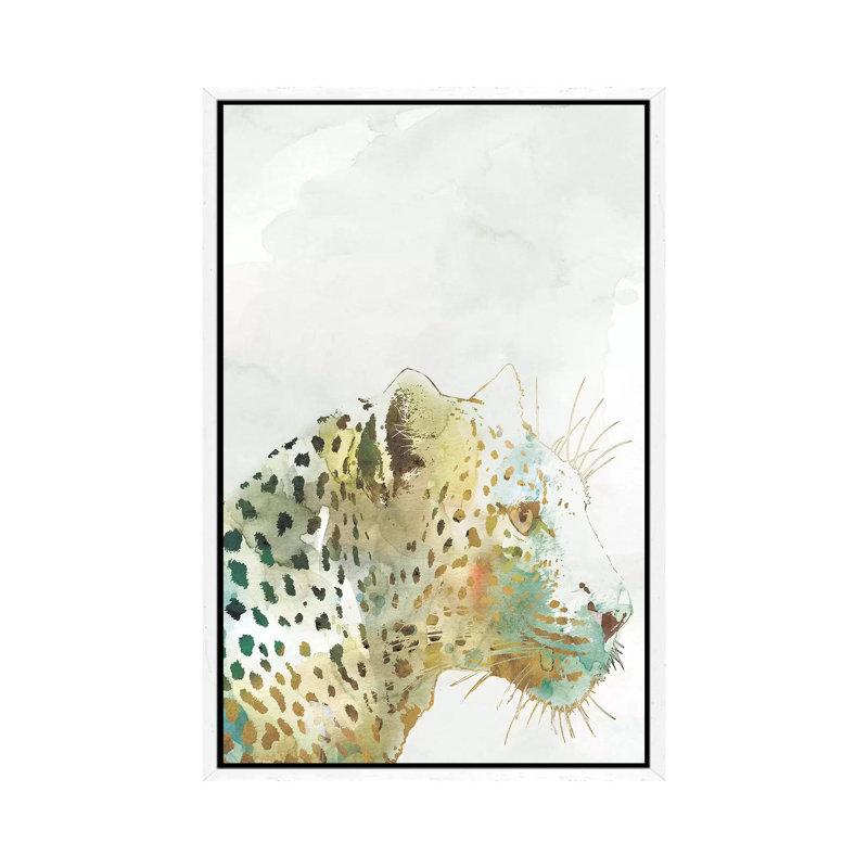 African Colours Leopard by Carol Robinson - Print on Canvas, 66.04 cm H x 45.72 cm W, White Framed