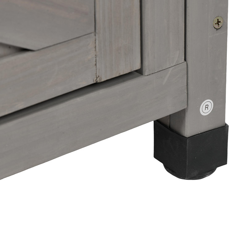 Rectangular Wood Outdoor Console & Buffet Table with Storage Cabinet